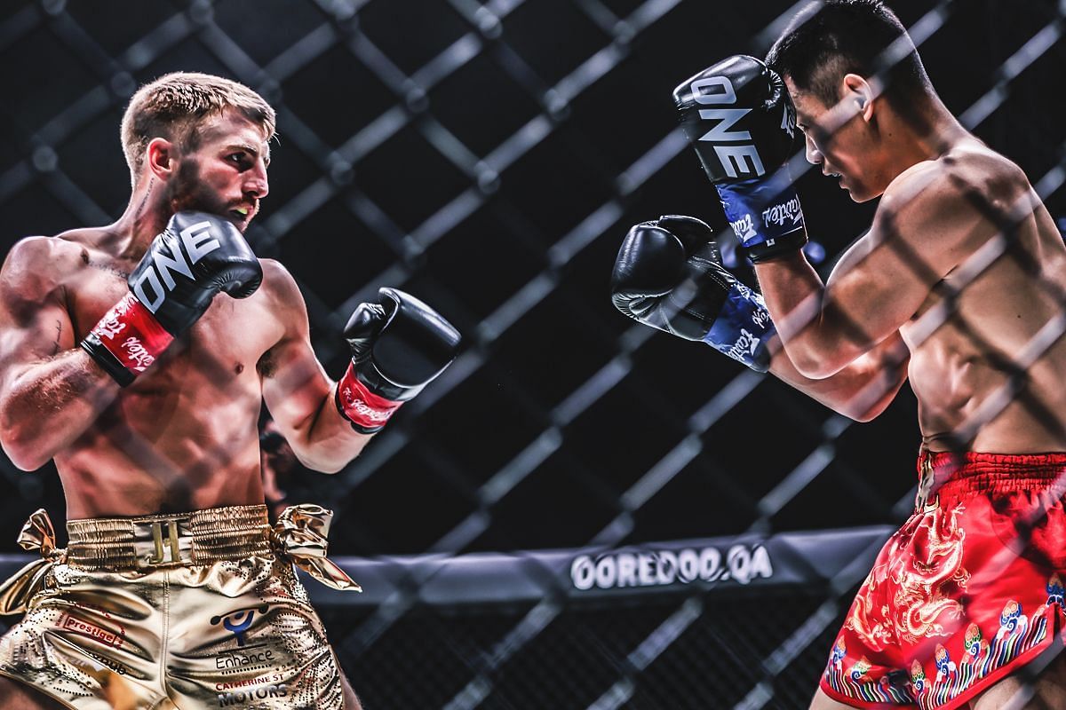 Jonathan Haggerty successfully defended the ONE bantamweight kickboxing world championship versus Wei Rui. [Photo via: ONE Championship]