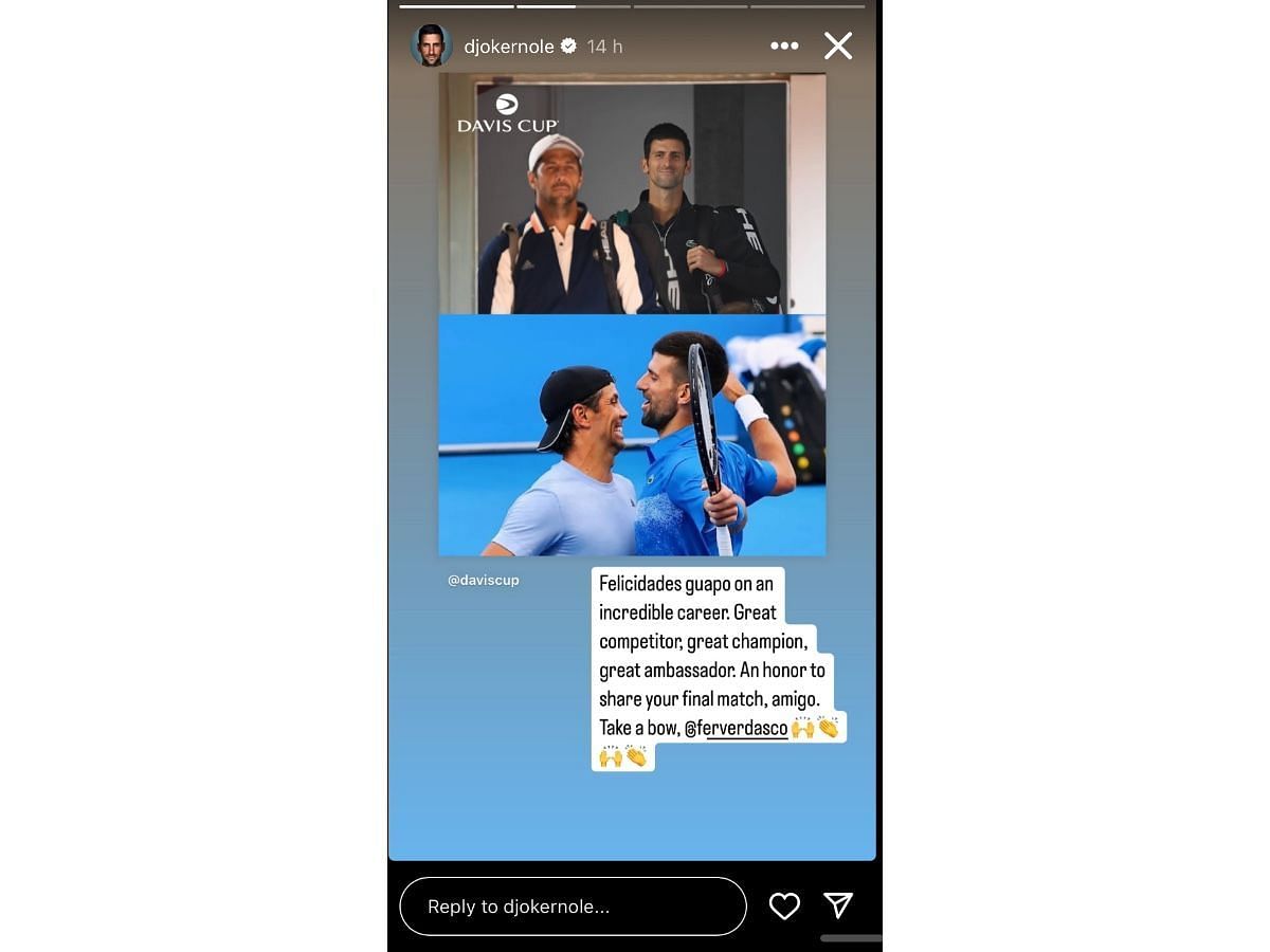 Novak Djokovic&rsquo;s Instagram story