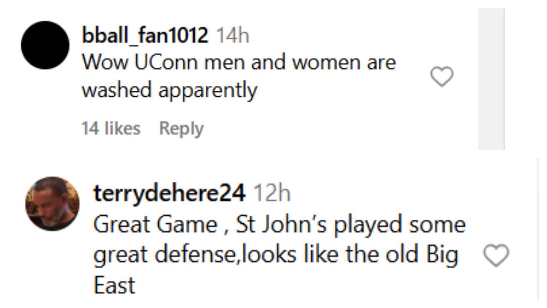 Fans react to St John&#039;s win against UConn (Credit: IG/@br_hoops)