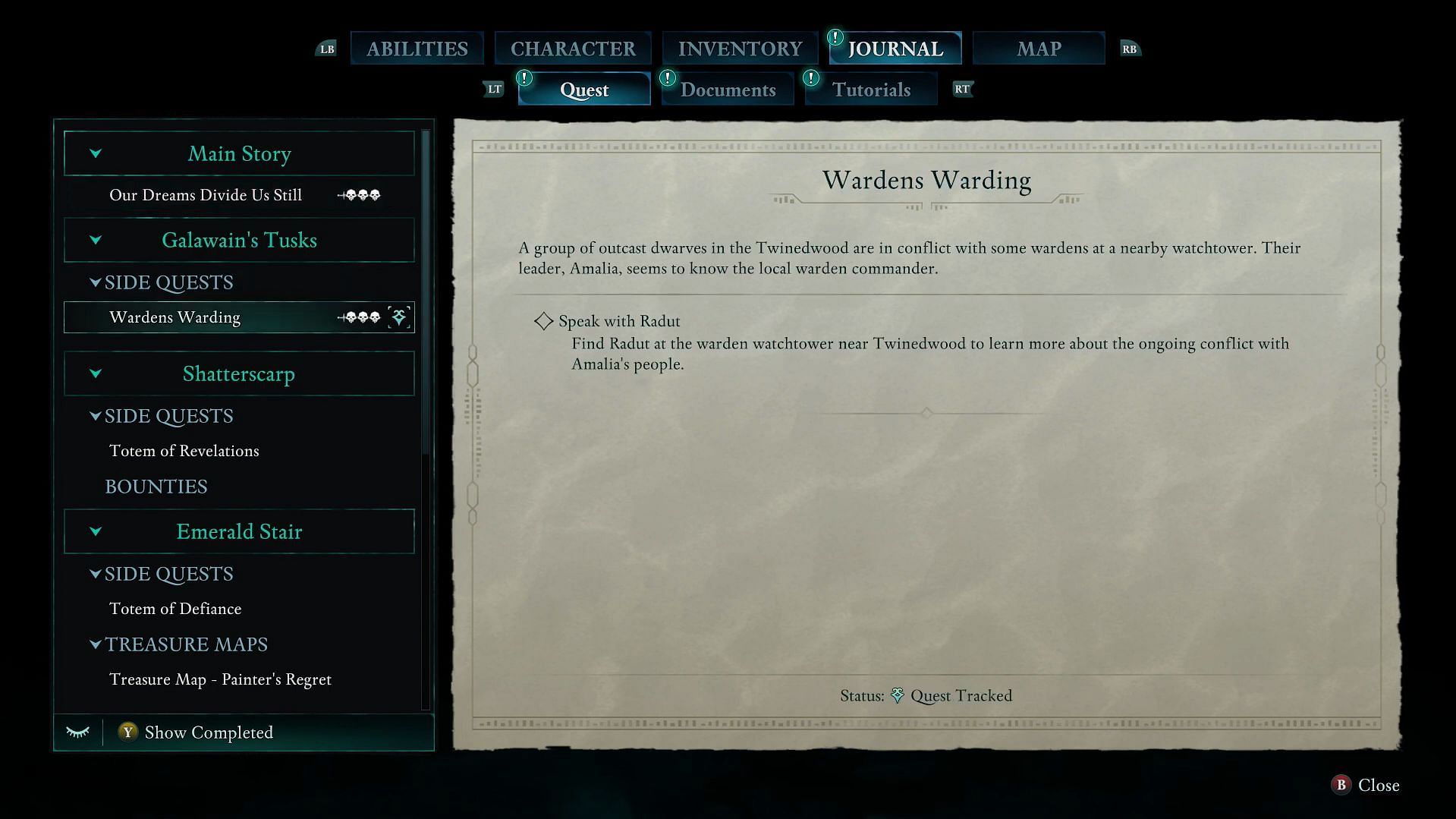 Wardens Warding is a bounty quest in Avowed (Image via Xbox Game Studios || YouTube/@ BottomTier)