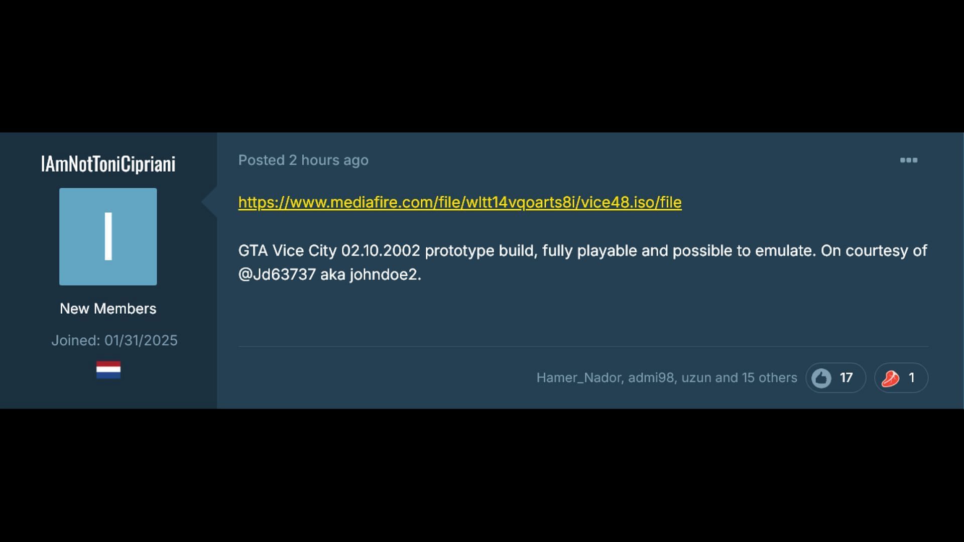 New leak related to Grand Theft Auto Vice City surfaces online (Image via GTAForums)