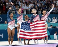 Jordan Chiles, Hezly Rivera, Simone Biles, Jade Carey and Sunisa Lee at Paris Olympics (Photo: Getty Images)