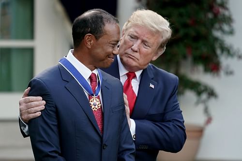 Tiger Woods and US President Donald Trump (Source: Getty)