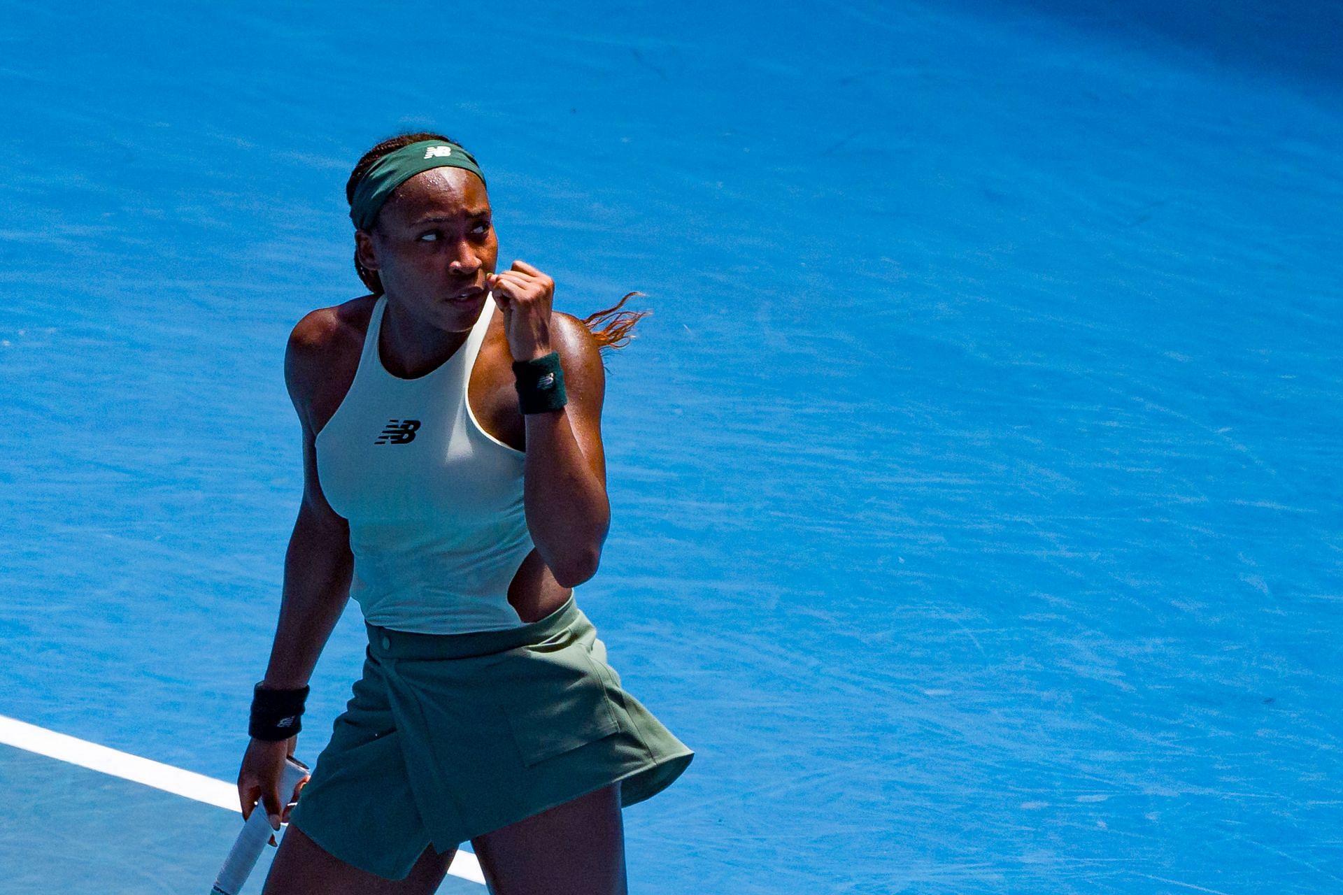 Gauff in action at the 2025 Australian Open - Day 10 - Source: Getty