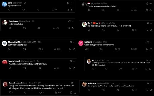 Fan comments on Alex Volkanovski's opinion [Screenshots courtesy: @arielhelwani on X]