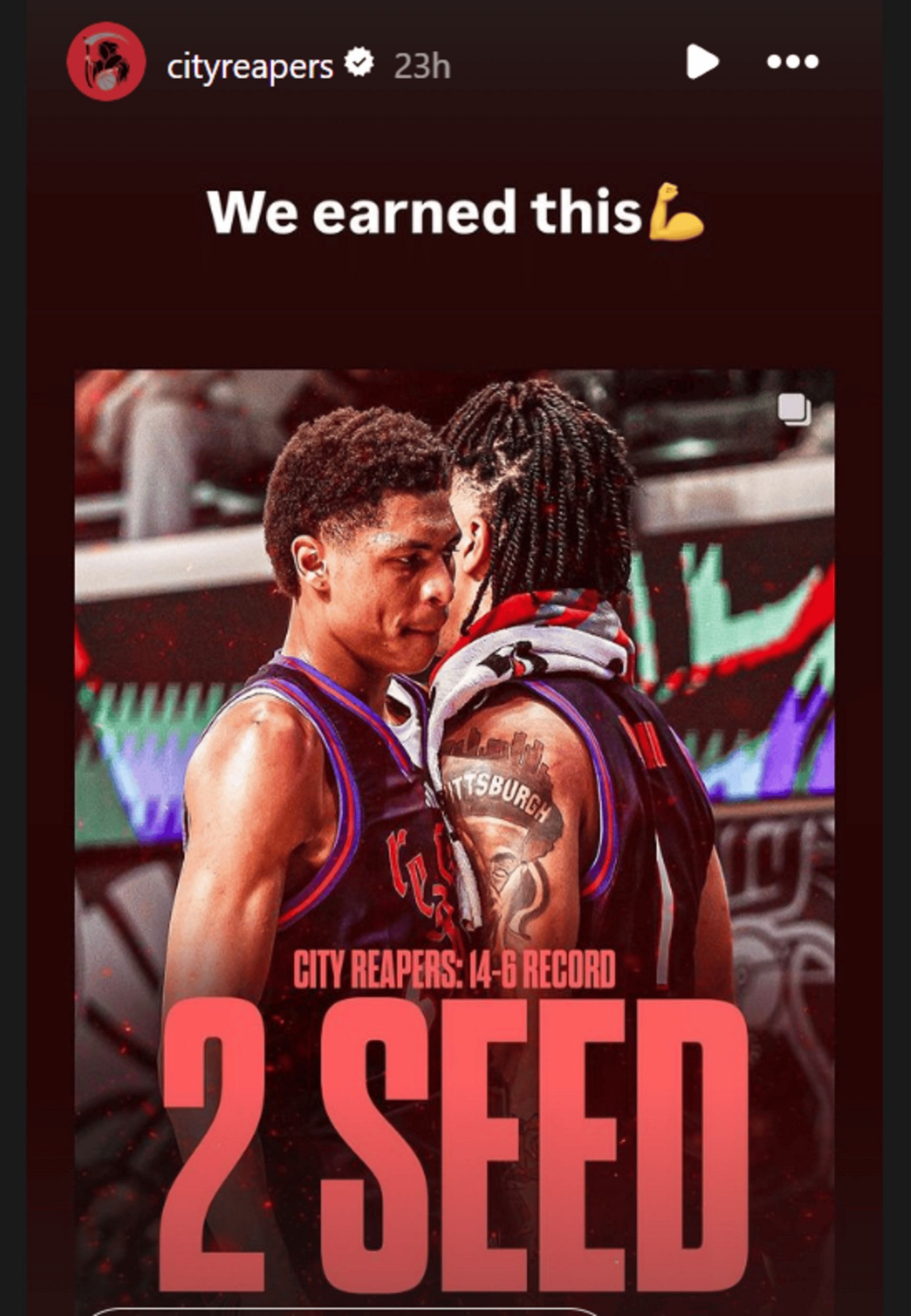 OTE&#039;s City Reapers squad celebrates 2nd seed on its Instagram Stories (Source: Instagram/ cityreapers)