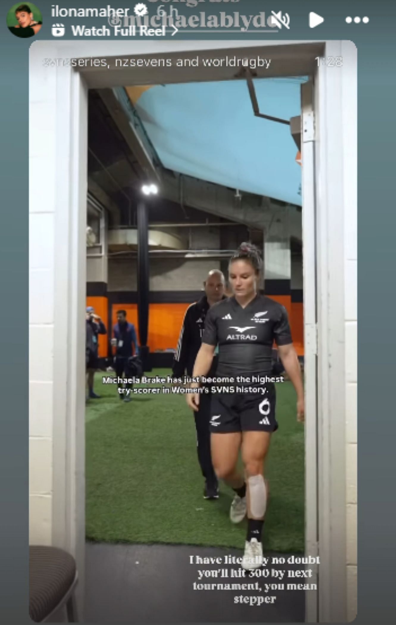 Screengrab of Ilona Maher congratulating Michaela Brake for her achievement [Image Source: Ilona Maher&#039;s Instagram]