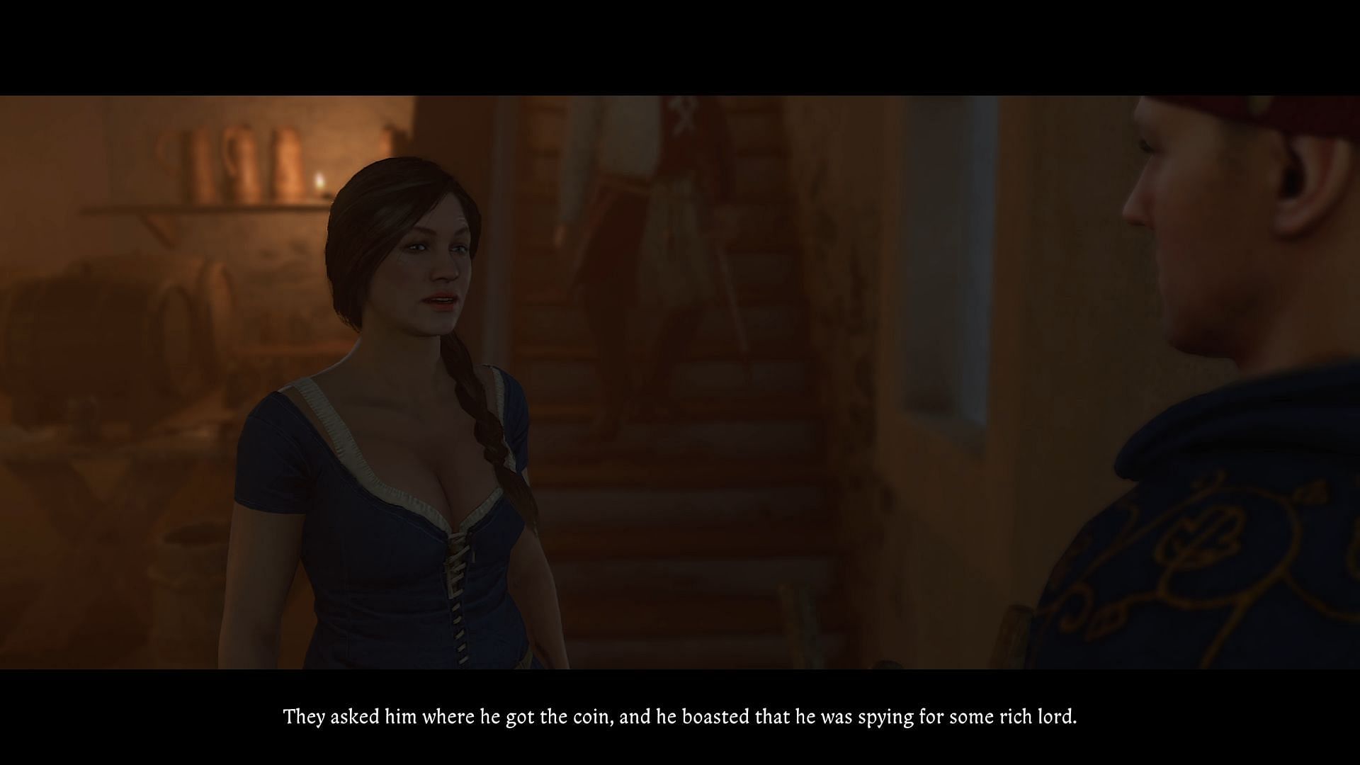 Talk to Katherine at the tavern and learn about Goatskin (Image via Deep Silver)