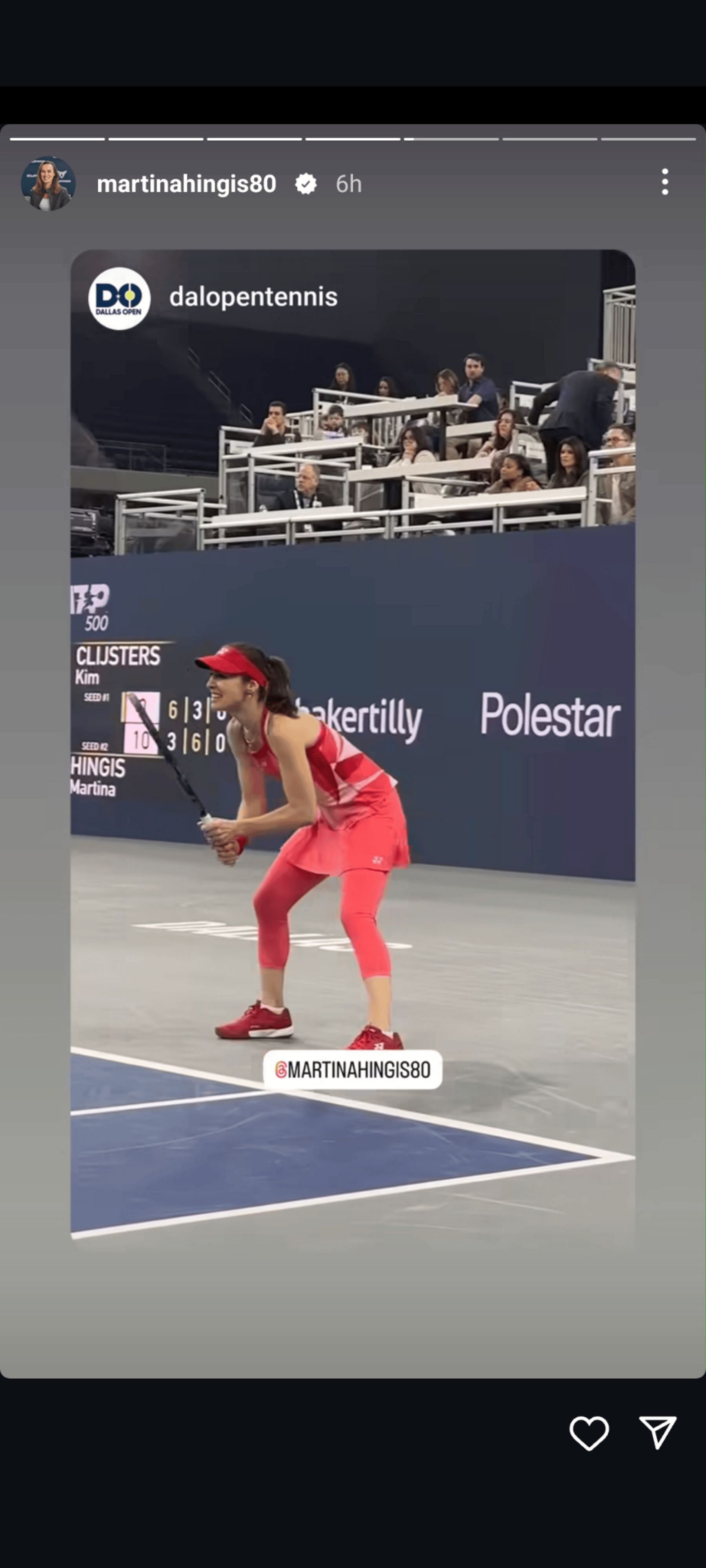 Via Hingis&#039; Instagram stories (Image source: Instagram - @martinahingis80)