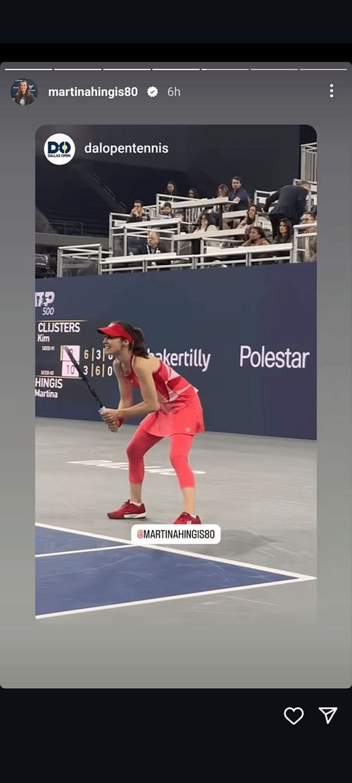 Via Hingis' Instagram stories (Image source: Instagram - @martinahingis80)