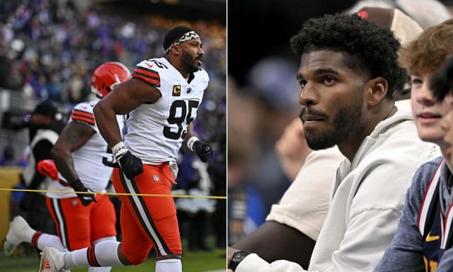 Shedeur Sanders has 1-word reaction to Myles Garrett's trade request as  Cleveland fans flock in support of veteran star
