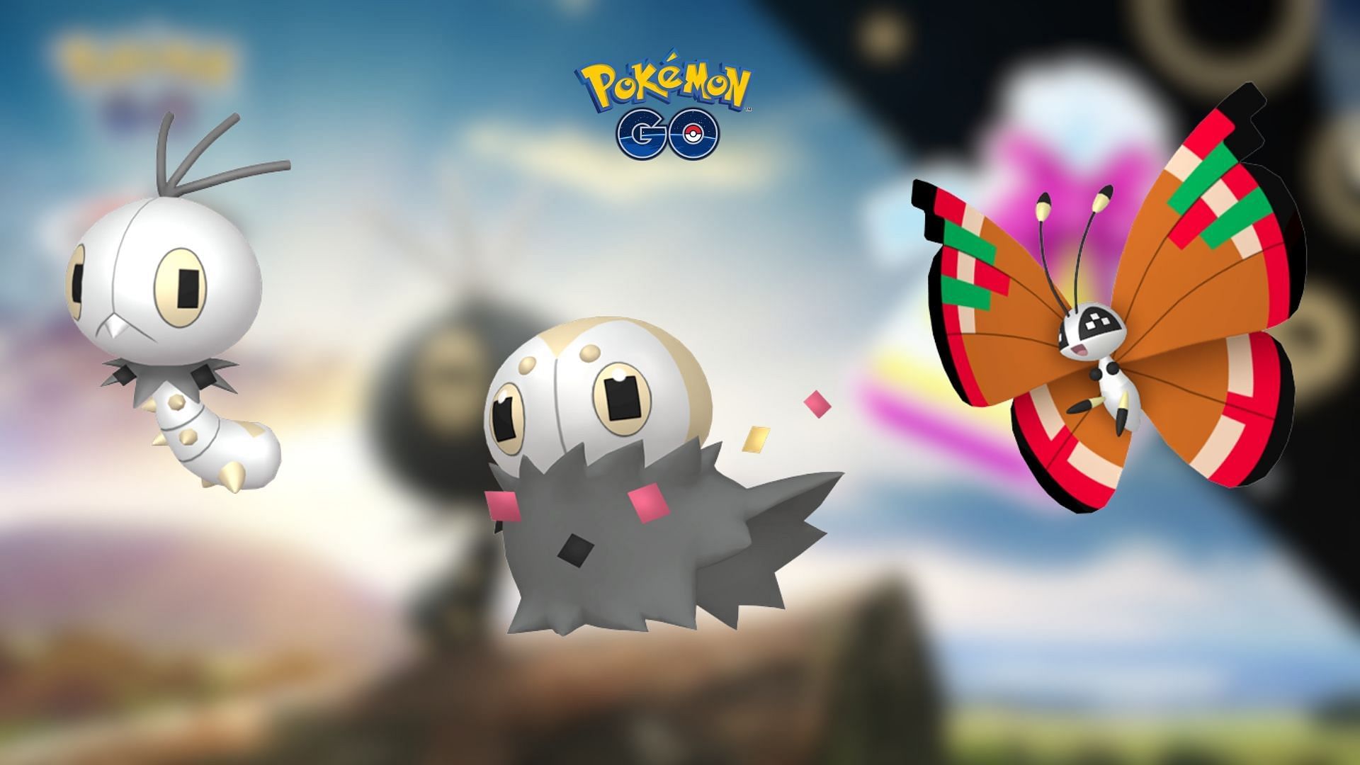 Shiny Scatterbug, Shiny Spewpa, and Shiny Vivillon (Image via The Pokemon Company)