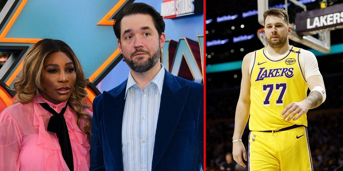 Serena Williams and Alexis Ohanian (L) Luka Doncic (R) (Images via GETTY)