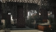 Gray leaves fell from pale oak trees (Image via Sportskeeda Gaming/Mojang)