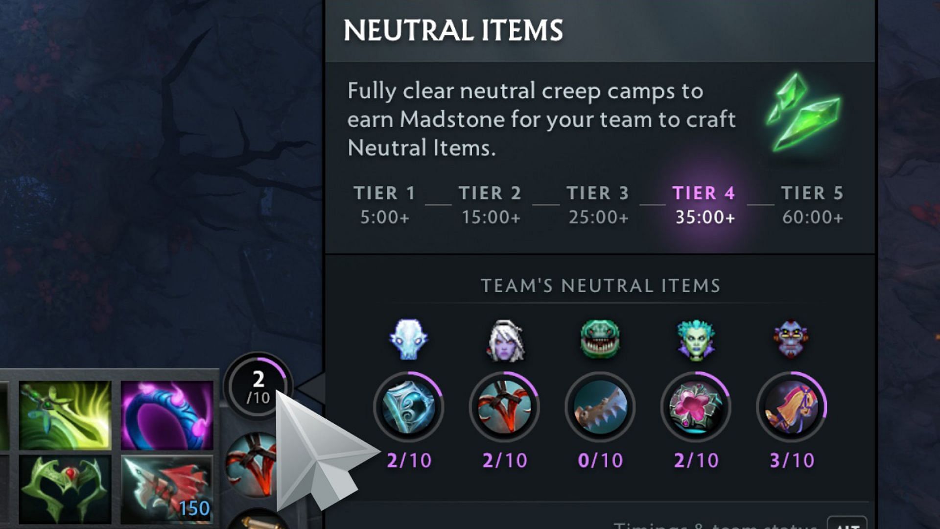 Madstones crafting tiers have various limitations and caps (Image via Valve)