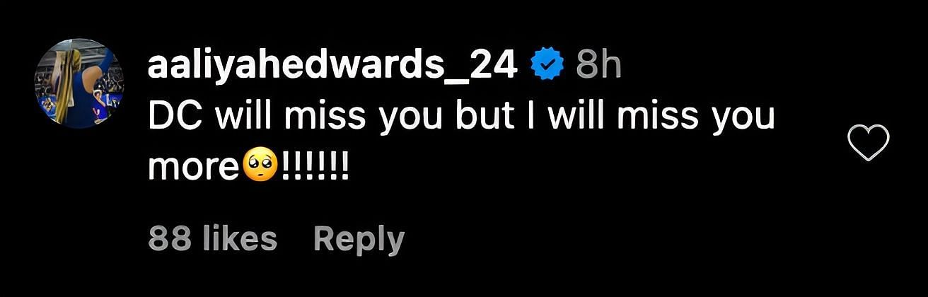 Aaliyah Edwards IG comment