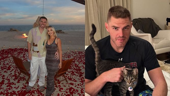 Freddie Freeman's wife Chelsea reacts to Dodgers' $162,000,000 superstar lovingly petting housecat Champ