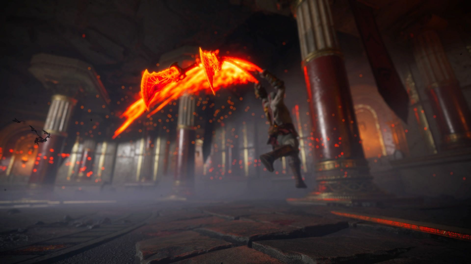 Blades of Chaos attack in Valhalla DLC (Image via Santa Monica Studio)