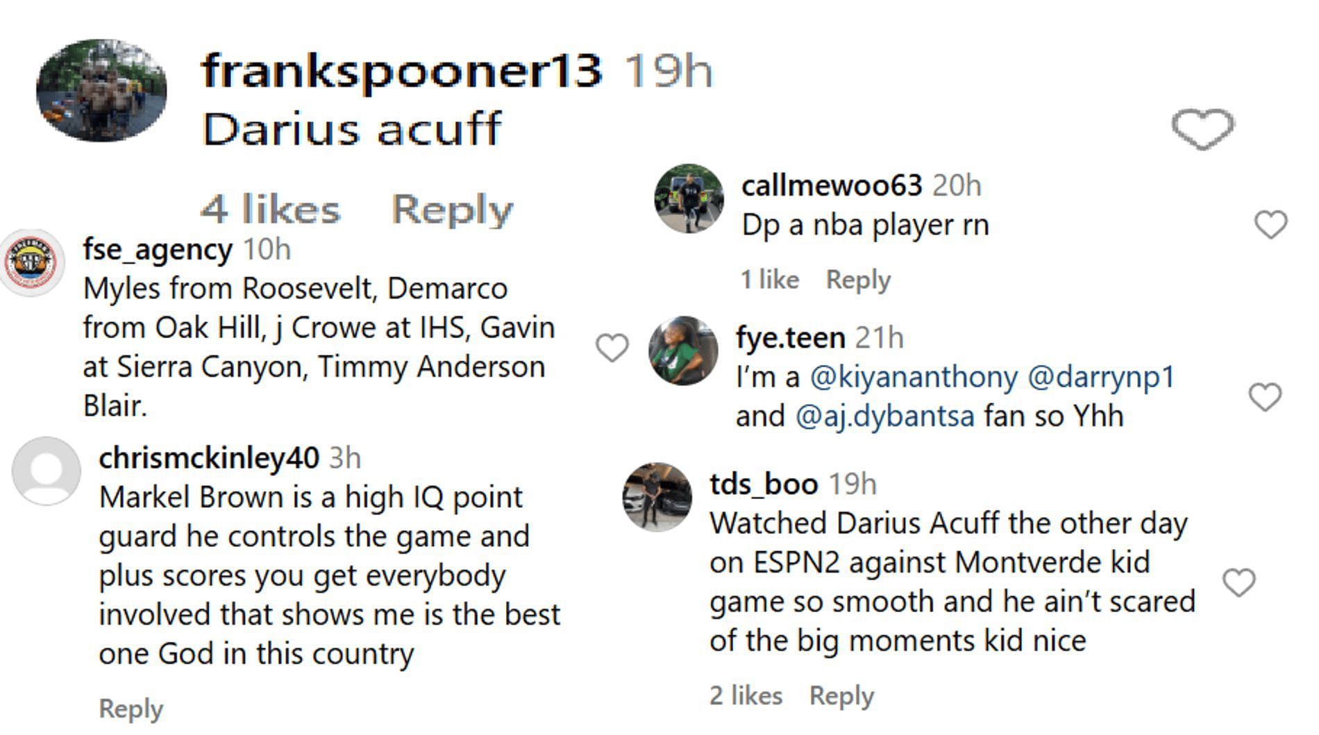 Fans talk about who their favorite high school guard is right now (Source: Instagram/ slam_hs)