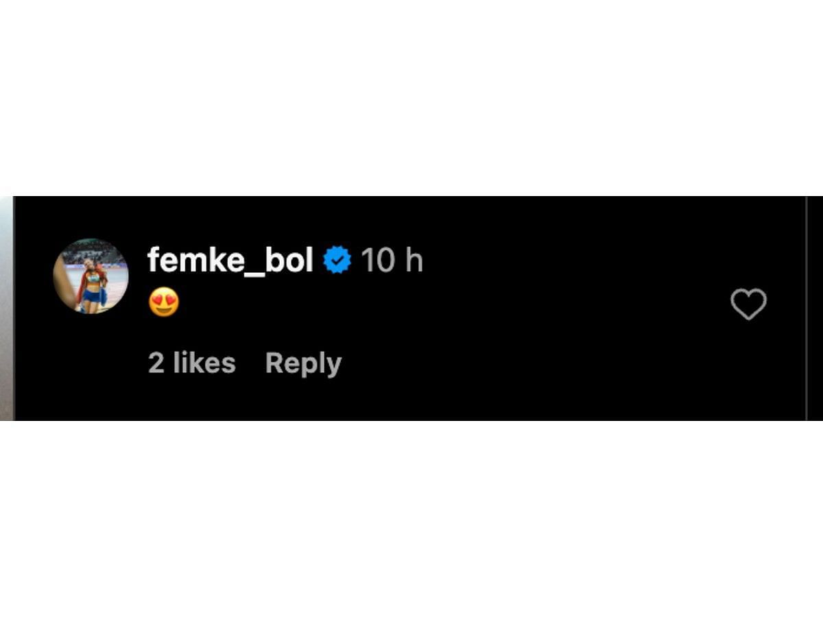 Femke Bol&#039;s comment on Instagram