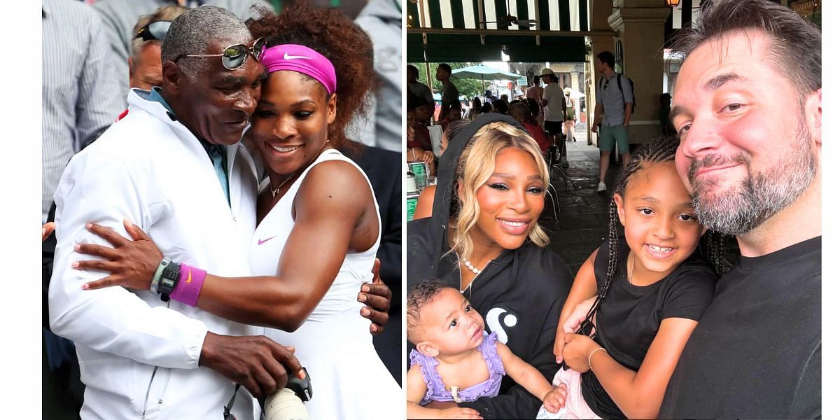 Serena Williams with her father Richard, husband Alexis Ohanian, and daughters Olympia and Adira (Image Source: Getty; @alexisohanian on Instagram)