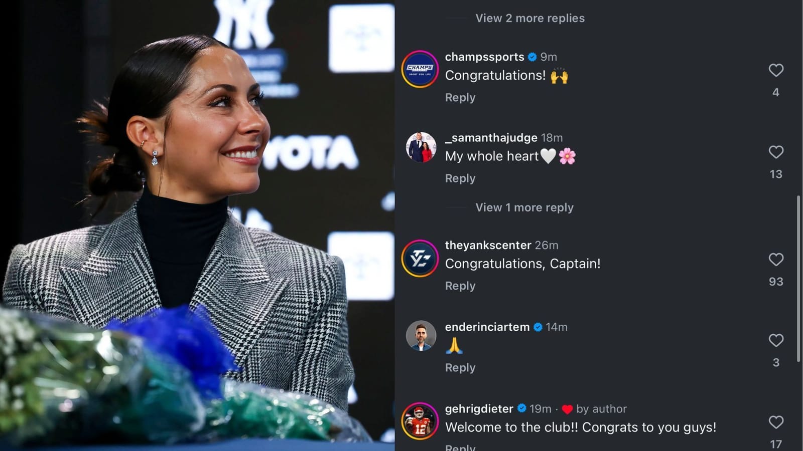 Aaron Judge's wife Samantha drops 3-word reaction after giving birth to