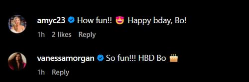 Screenshot of Amy Cole and Vanessa Morgan's comments