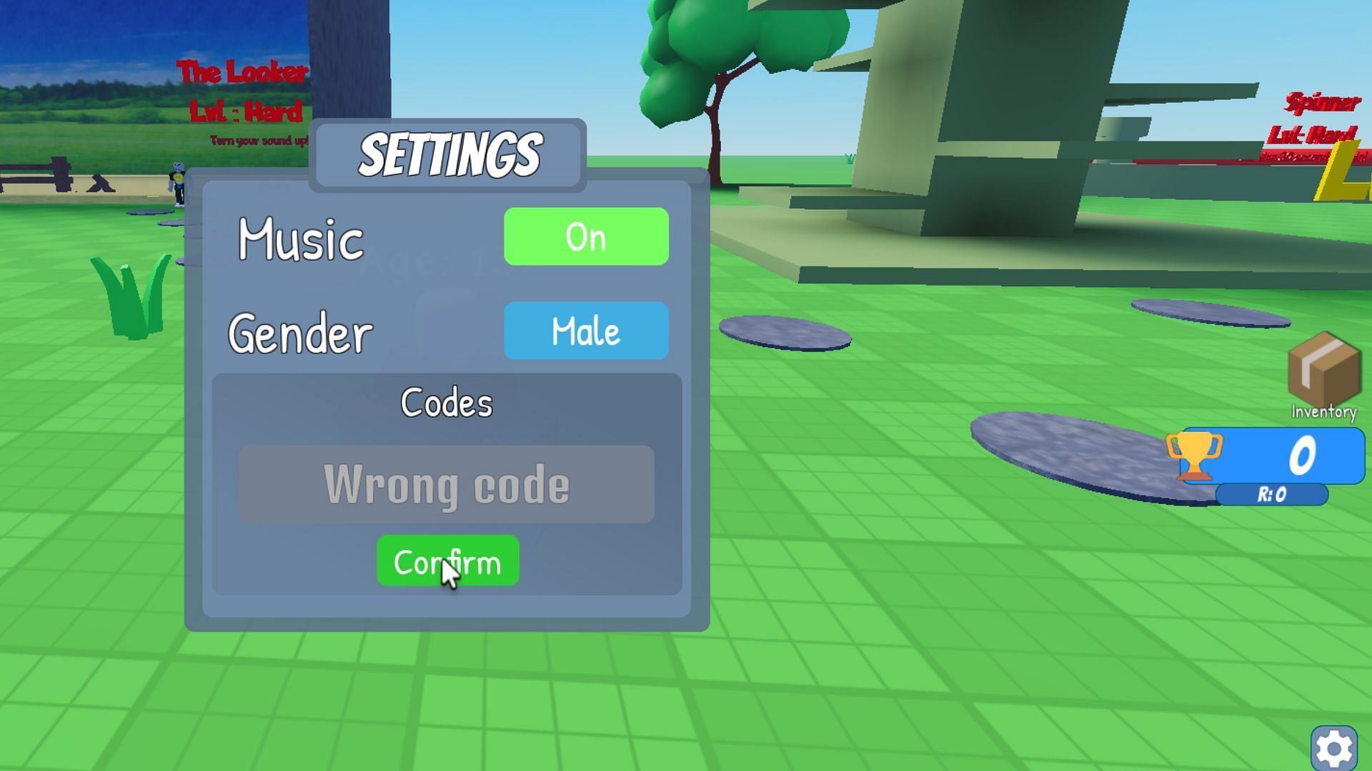 &quot;Wrong Code&quot; error notification in Every Second You Get Older (Image via Roblox)