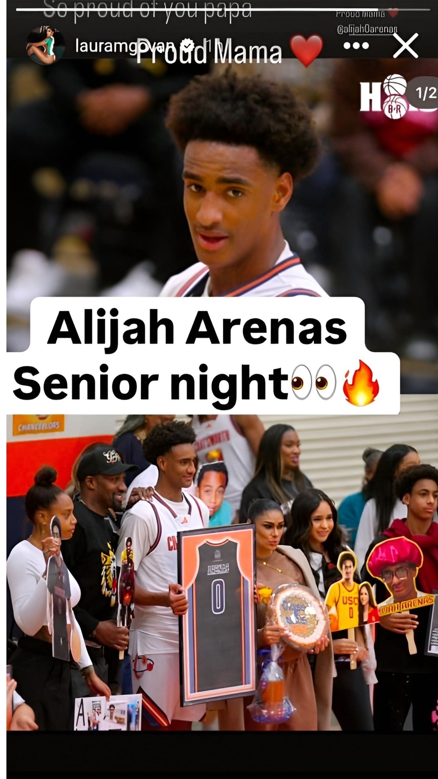 Laura Govan shares her reaction to Alijah Arenas&#039; senior night (Image: IG/lauramgovan)