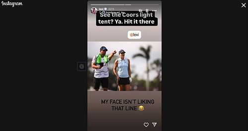 Still from Lexi Thompson's Instagram story | Image source: Instagram/@lexi