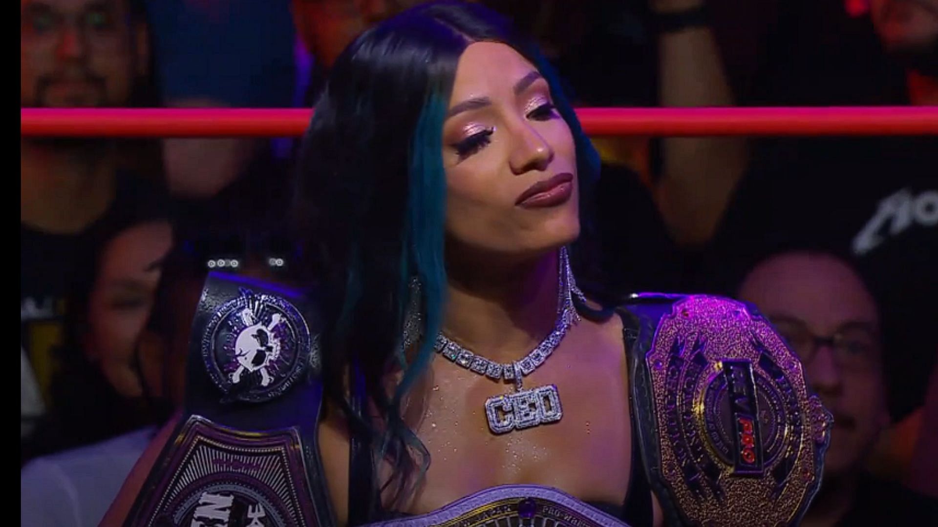 Mercedes Mon&eacute; is a triple crown champion in AEW [photo: AEW Official X Account]