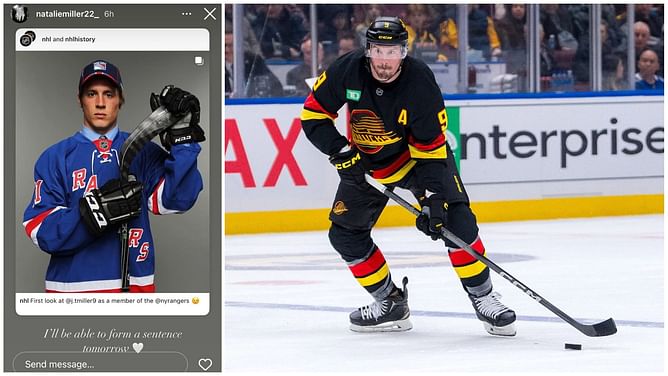 J.T. Miller’s wife Natalie reacts to ex-Canucks star's blockbuster trade to New York Rangers