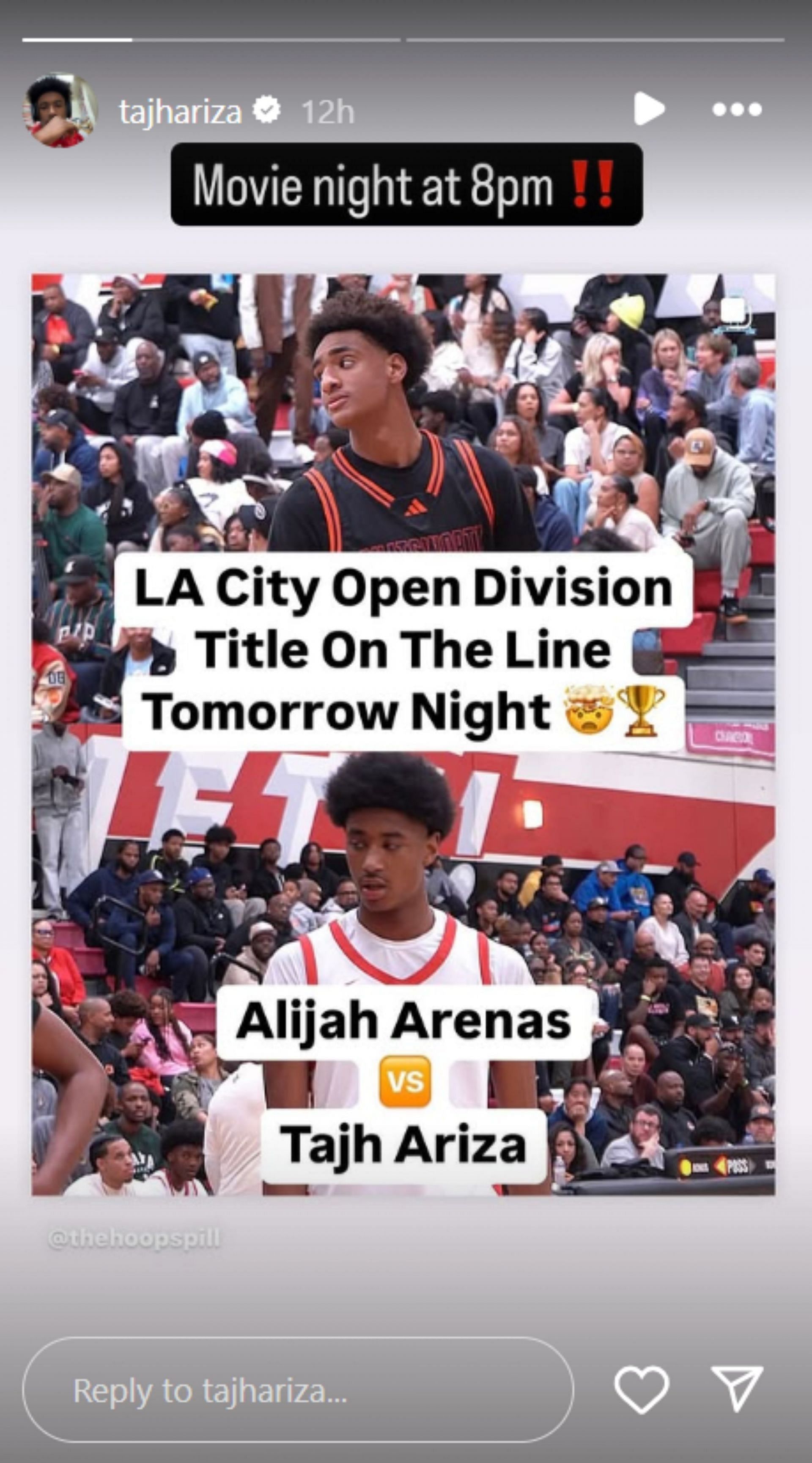 Tajh Ariza shares 4-word message for LA City Open Division title game against Gilbert Arenas&#039; son Alijah Arenas (Image: IG/tajhariza)