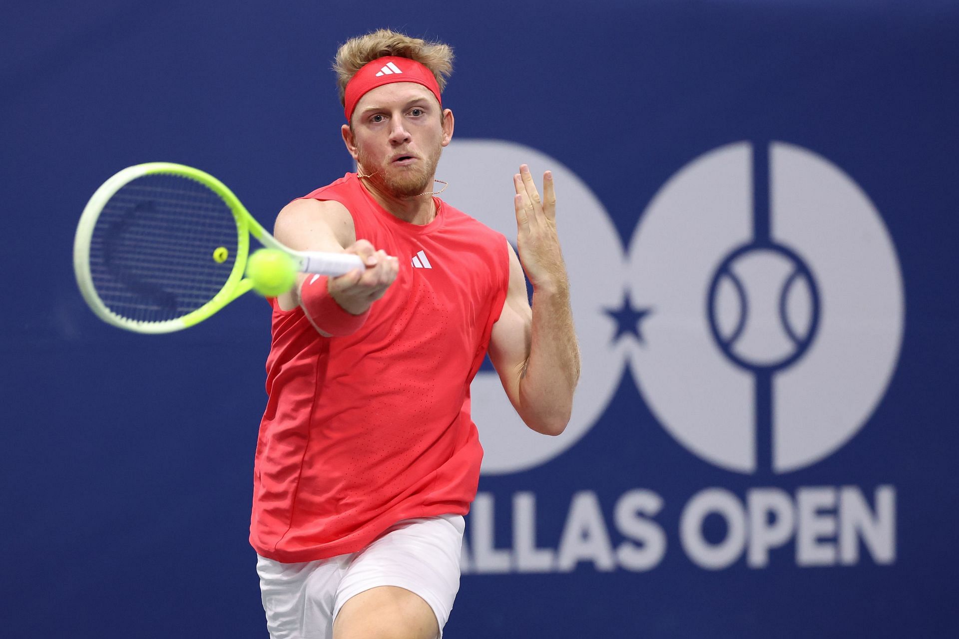 Alejandro Davidovich Fokina of Spain plays a shot against Matteo Arnaldi of Italy in the Men&#039;s Singles Round of 16 match during day four of the 2025 Dallas Open - Source: Getty