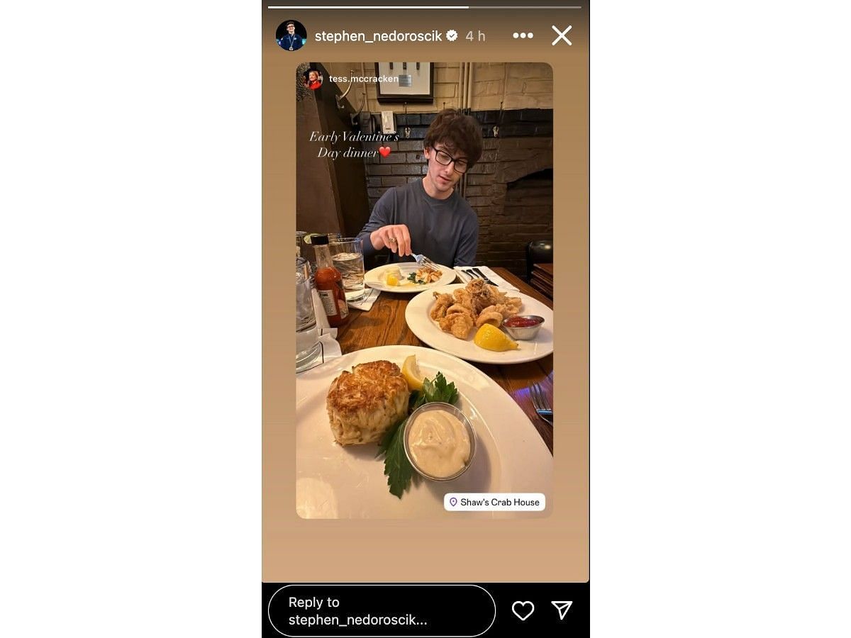 Nedoroscik&#039;s Instagram story (@stephen_nedoroscik/IG)