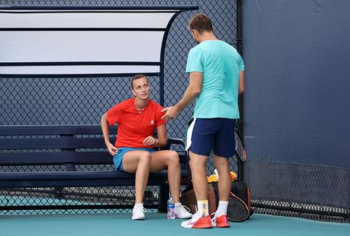 Petra Kvitova and husband-coach Jiri Vanek. (Source: Getty)