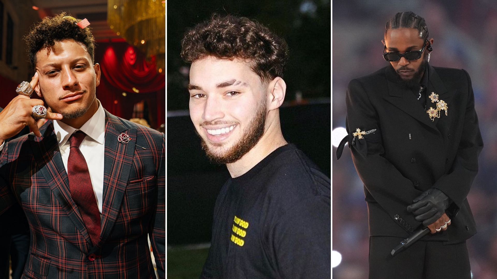 Adin Ross calls out Patrick Mahomes and Kendrick Lamar at the Super Bowl halftime (Image via Patrick Mahomes/X, Adin Ross/Instagram, Cooper Neill/Getty Images)