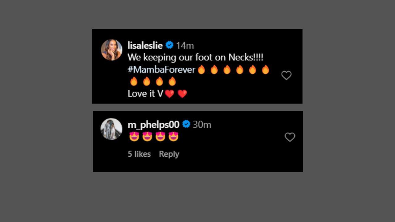 Lisa Leslie and Michael Phelp react to Vanessa Bryant&#039;s IG post. (Credits: @vanessabryant/Instagram)