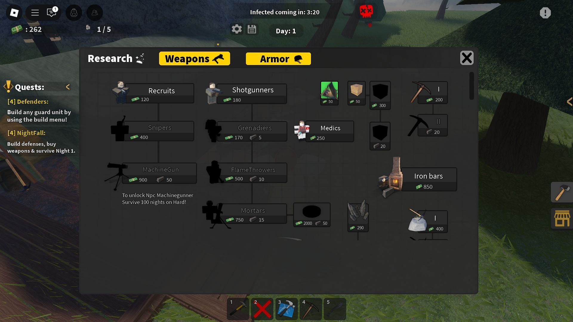 Weapon selection (Image via Roblox)