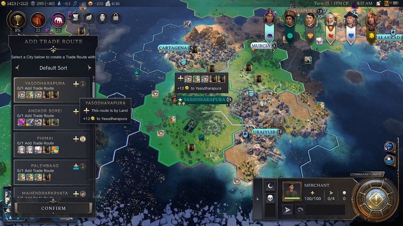 Establishing trade routes in Civilization 7 (Image via 2K Games)