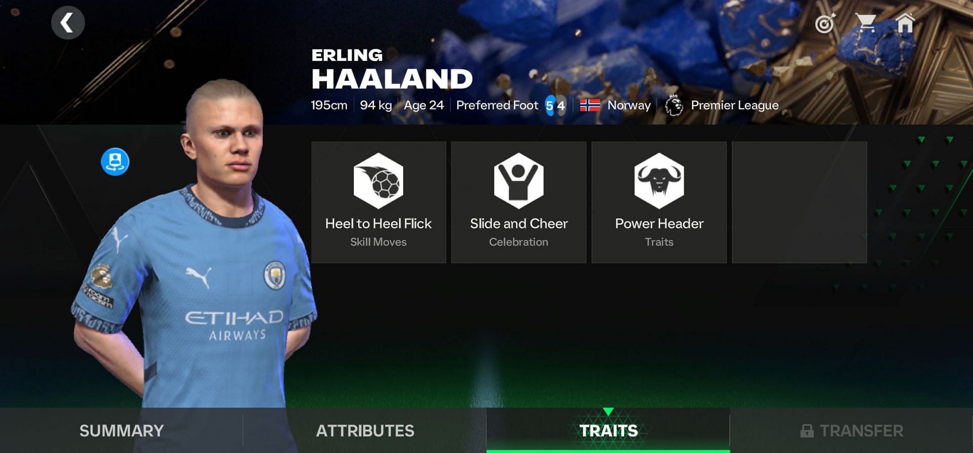 Erling Haaland&#039;s item traits (Image via EA Sports)