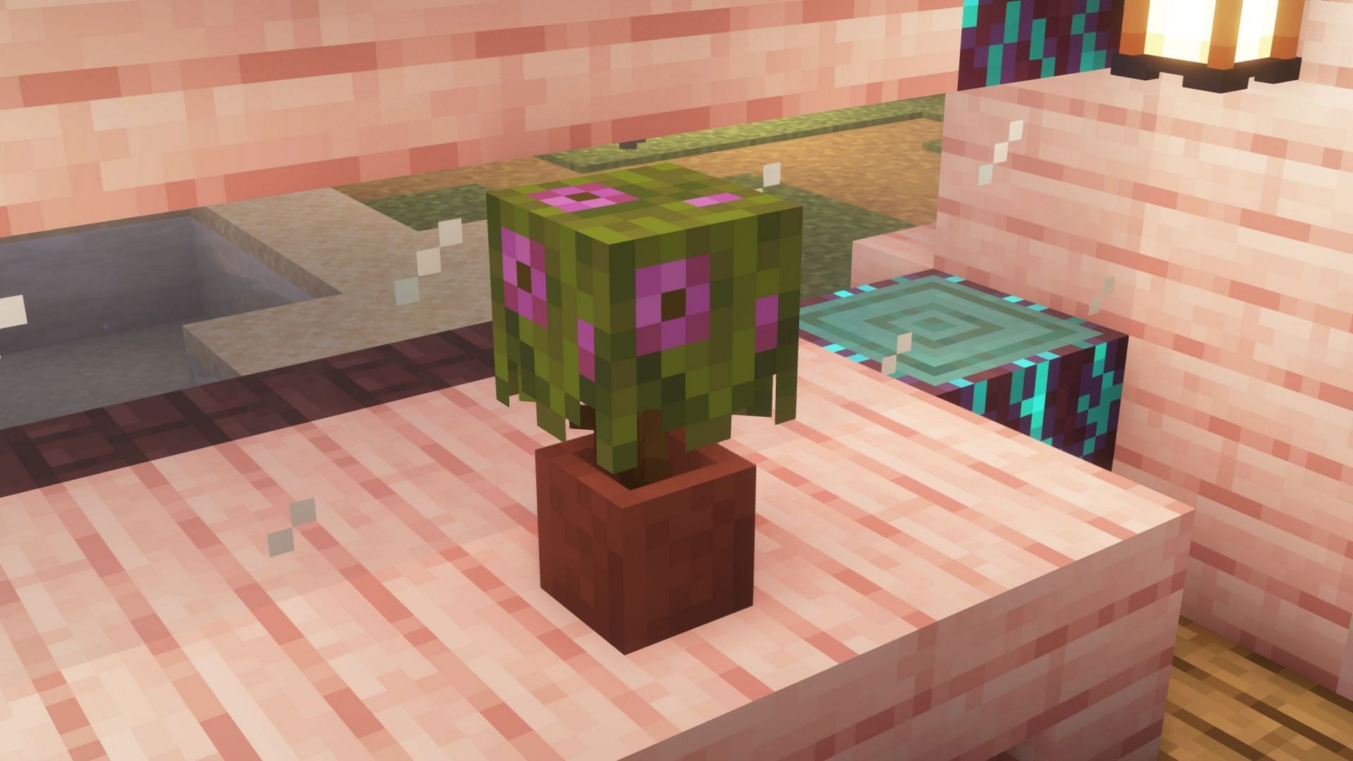 Flower pots can hold any sapling, bush, flower, and other small vegetation blocks (Image via Sportskeeda Gaming/Mojang)