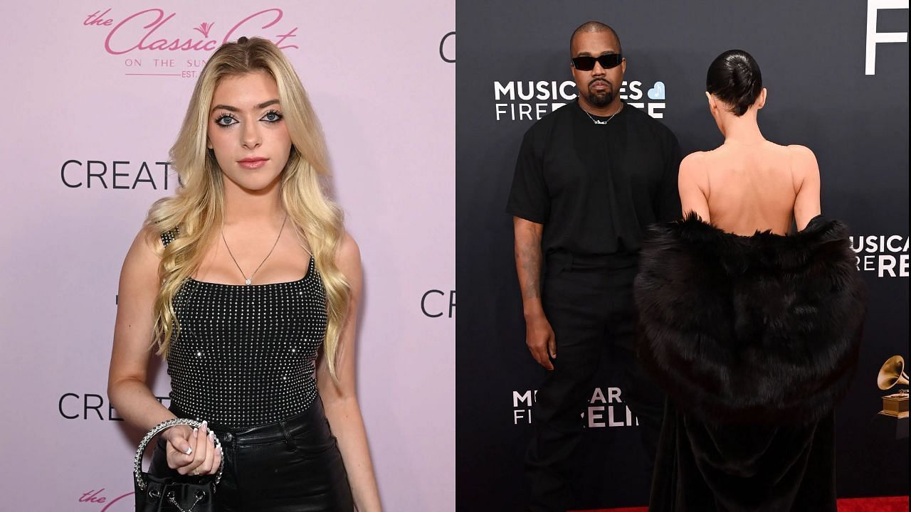 Riley Mae Lewis, Kanye West and Bianca Censori (images via Getty)