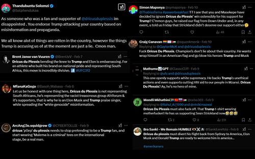 Dricus du Plessis faces backlash for Donald Trump support. [Screenshots from X]