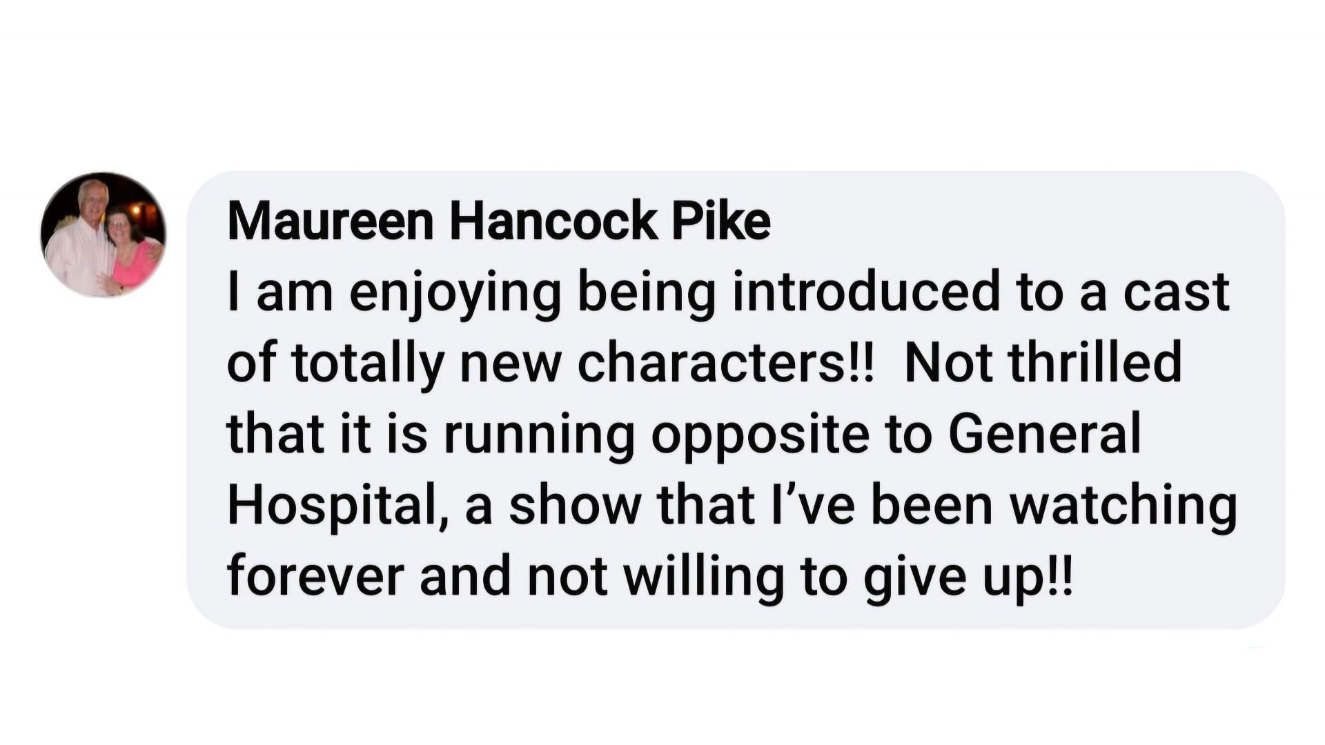 A fan bringing up General Hospital&#039;s role in their viewership patterns, a sentiment echoed by many (Image via Scott D Roberts / Facebook)