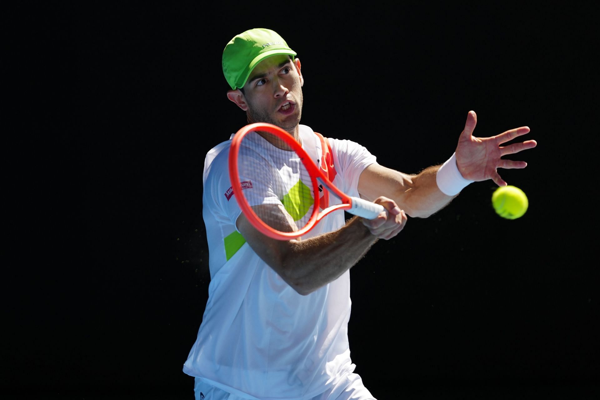 Nuno Borges in action against Carlos Alcaraz in the 2025 Australian Open - Source: Getty