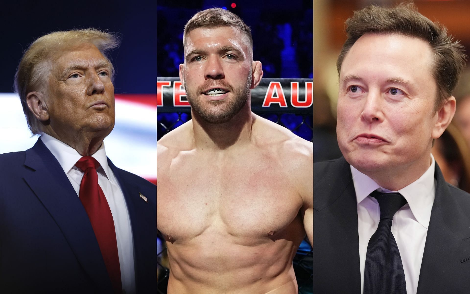 Donald Trump (left) and Elon Musk (right) earn high praise from Dricus du Plessis (middle). [Image courtesy: Getty Images] 