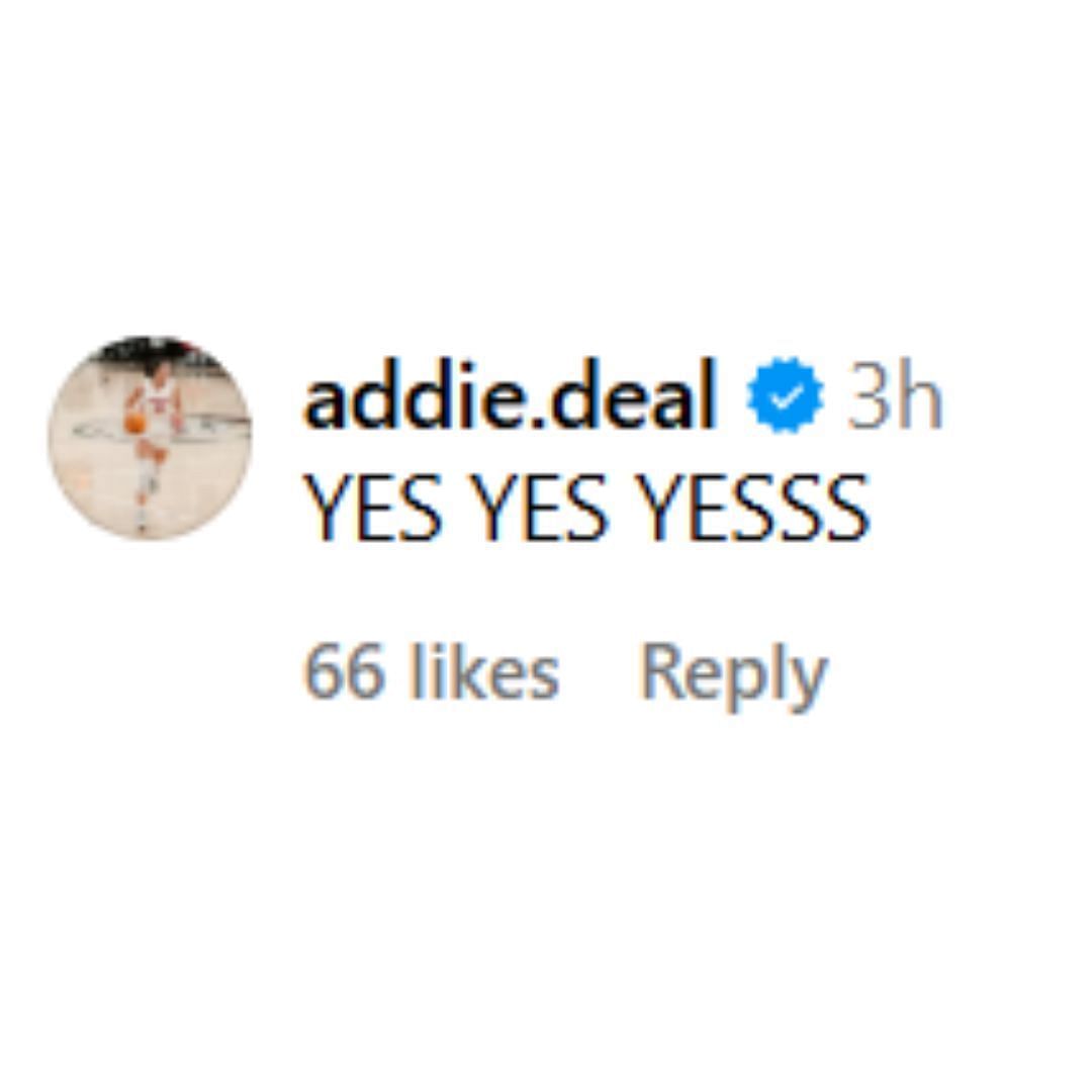 Addison Deal&#039;s reaction Image via Instagram.