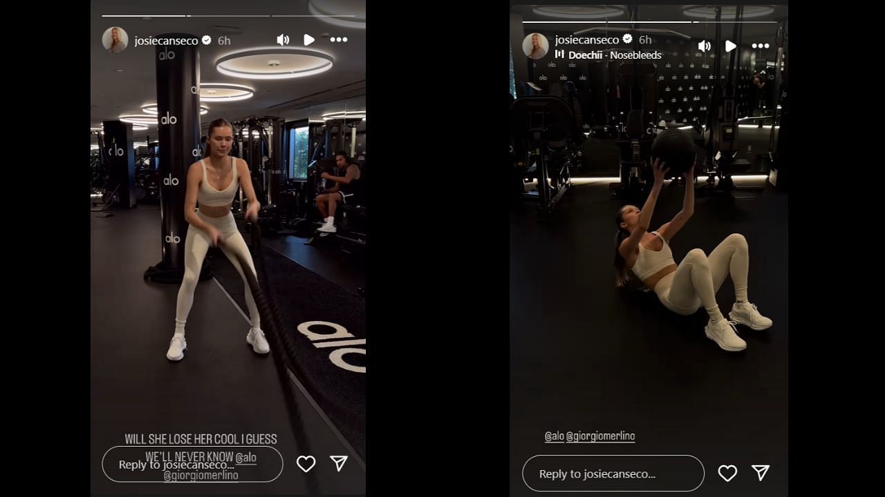 Screenshots of Canseco&#039;s Instagram stories (Images via Instagram.com/@josiecanseco)