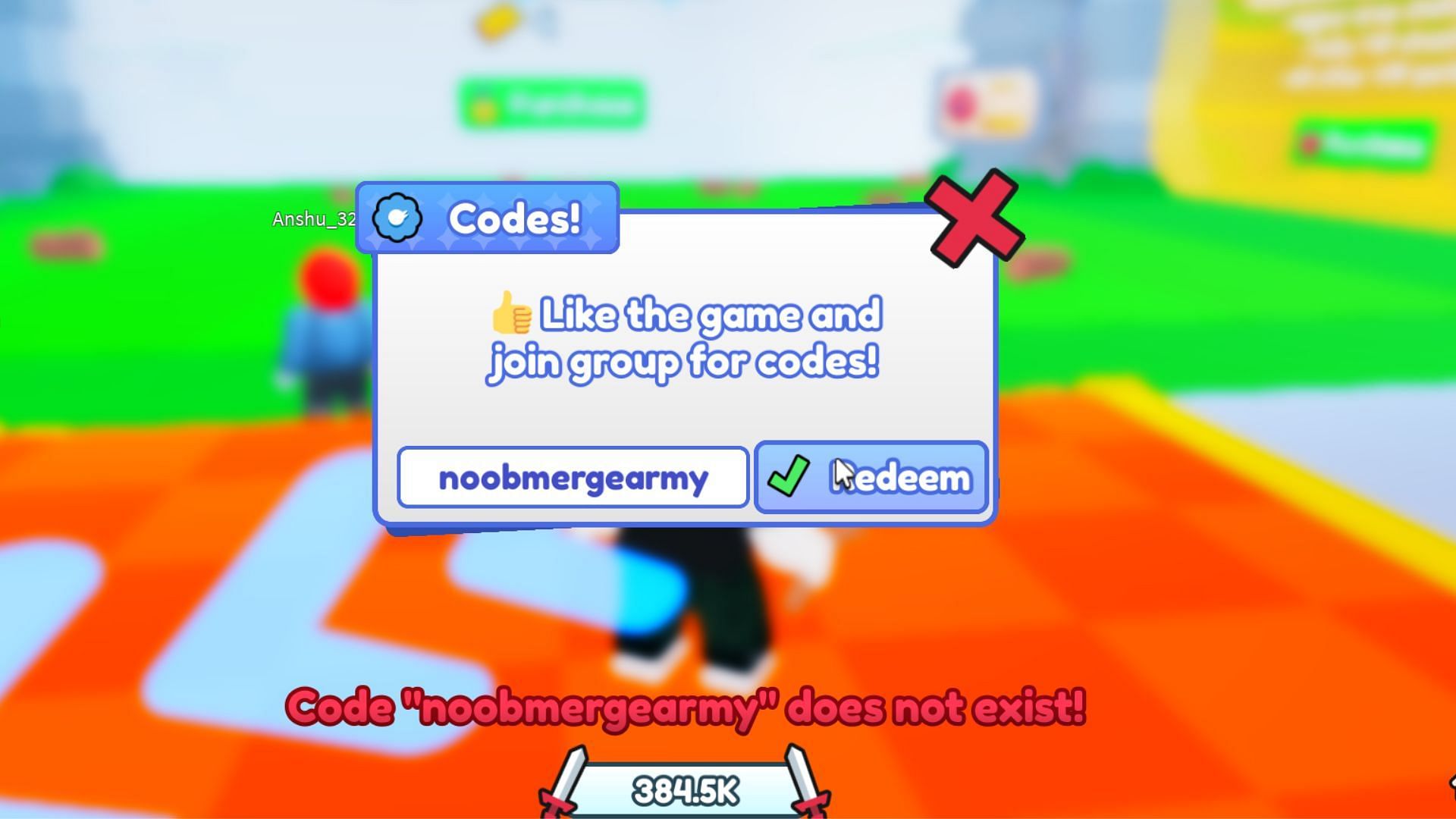 Code troubleshooting in Noob Merge Army (Image via Roblox)